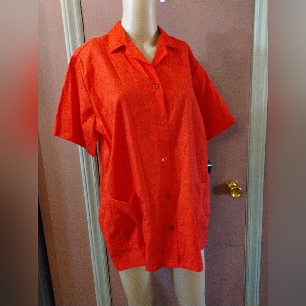 NWT New Fashion Red collared button up shirt top